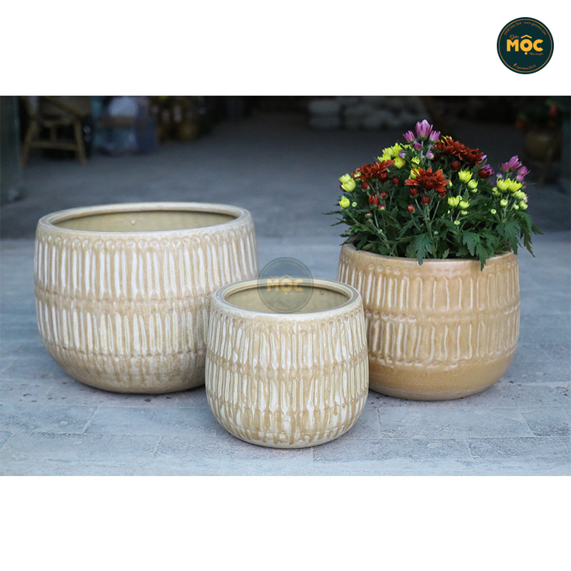 Mờ | 3744 Chậu ID Bầu Đáy Khía 28x28x22 M26