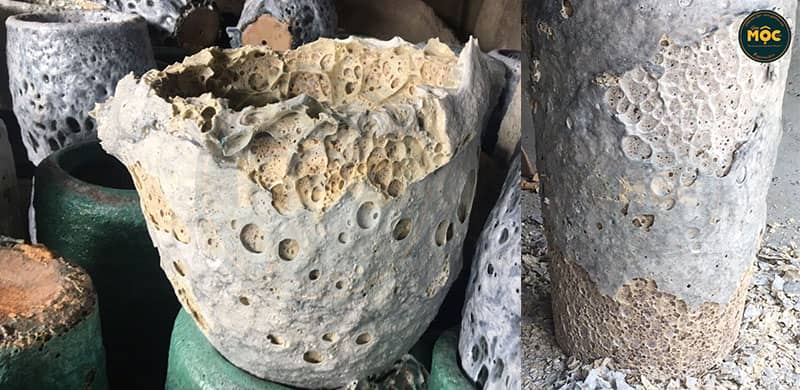 Bề mặt "bọt biển" trên chậu gốm, bình gốm atlantic